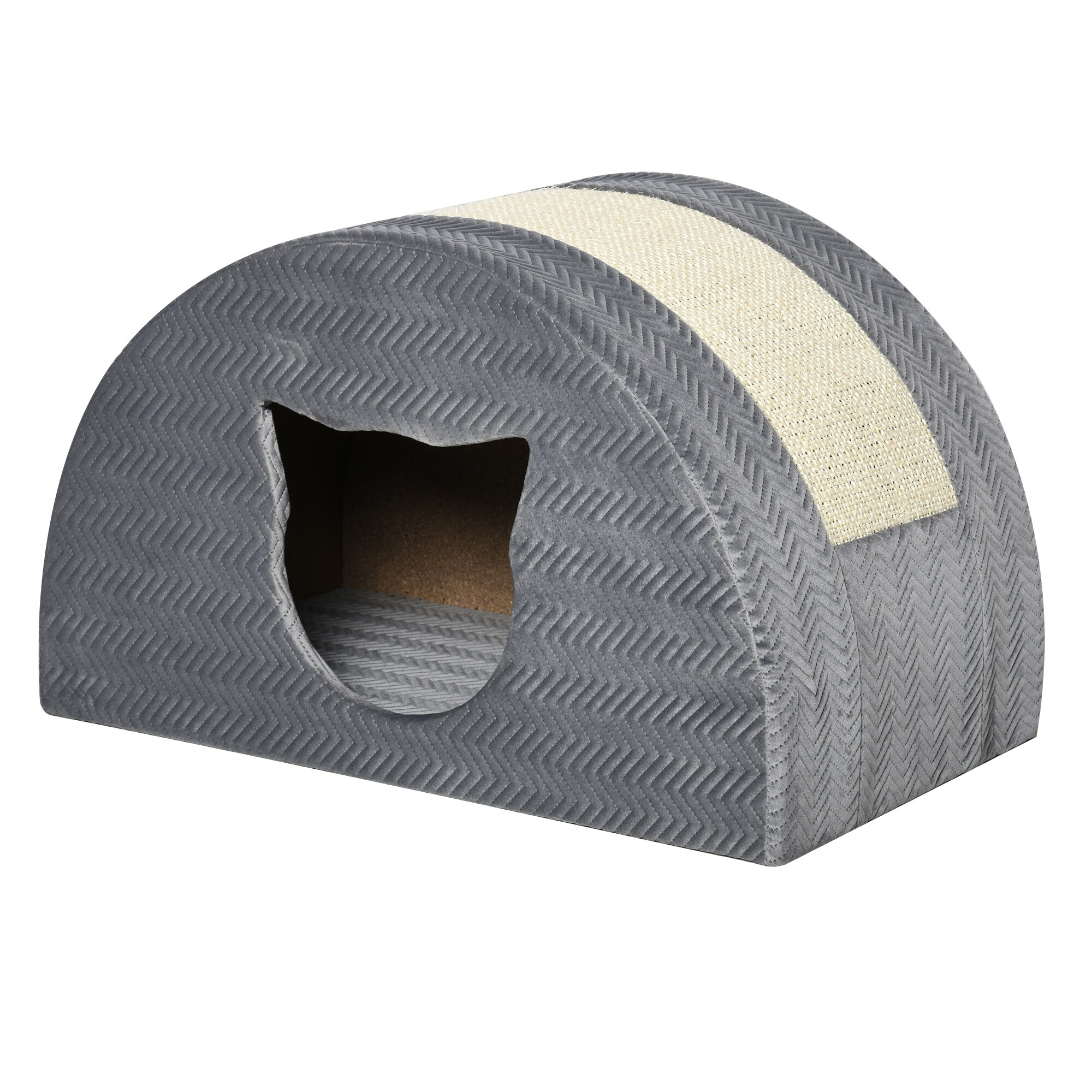PawHut Katzenhöhle  mit Kratzbrett grau 48,5 x 30 x 30 cm (BxTxH)