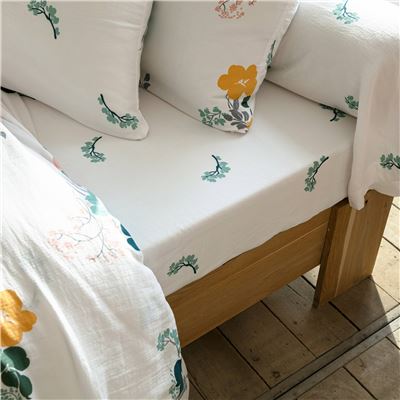 Linge de lit en gaze de coton à fleurs - BECQUET CRÉATION
