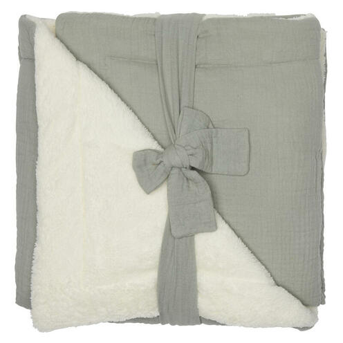 Couverture peluche gaze & microfibre Vert de gris - BB&CO