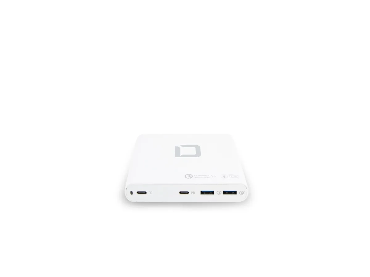 (120W) 2x USB C  / 2x USB A Multiport Tischladegerät für Laptop / Tablet / Smartphone (D31893) - Weiss