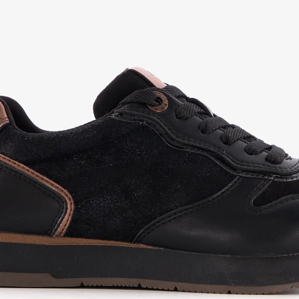 Tamaris dames sneakers zwart met metallic details