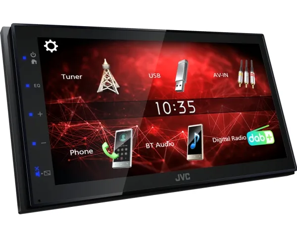 JVC KW-M27DBT, Sort, 2 DIN, 180 W, 64 W, 20 - 20000 Hz, 40 ohm (O)