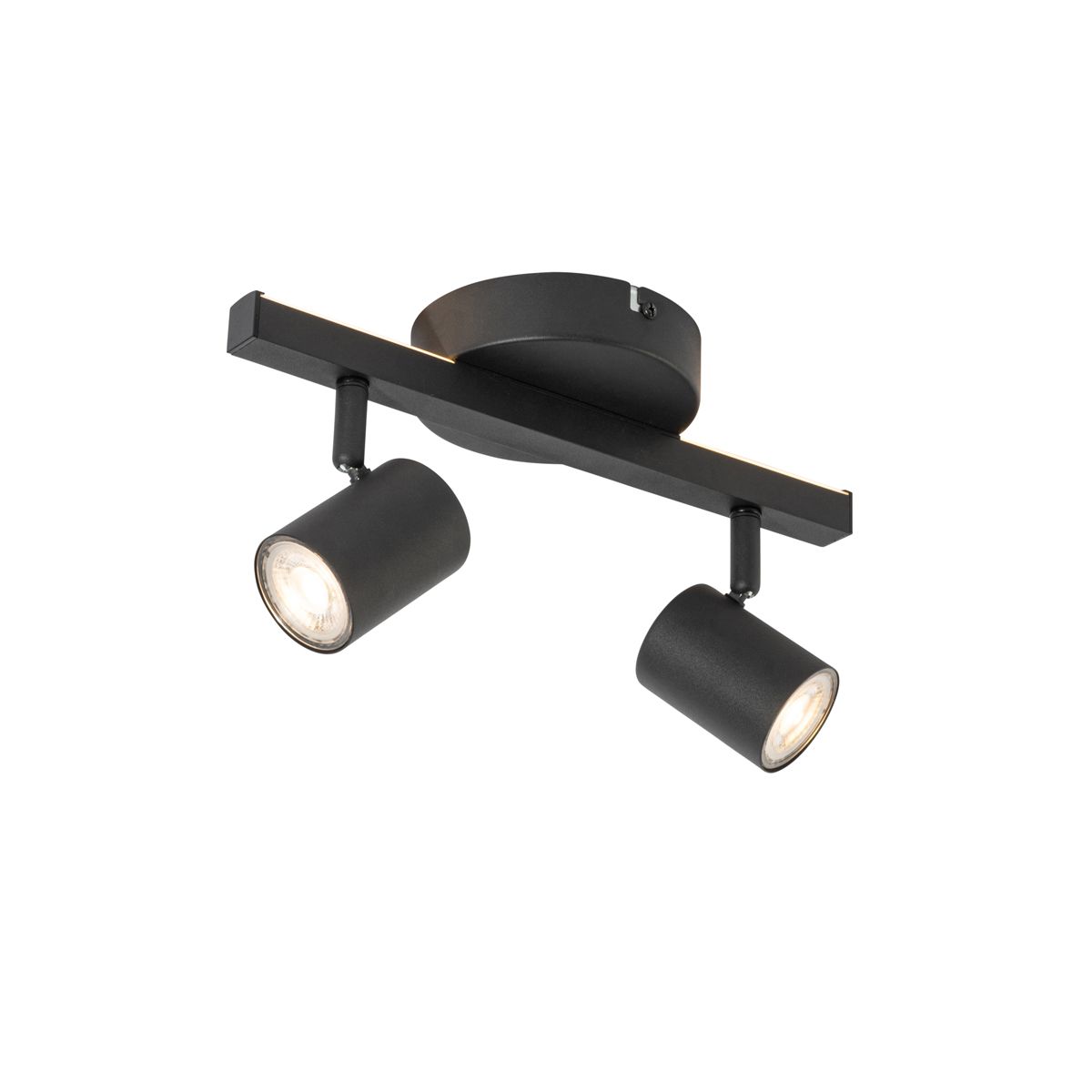 Plafondspot zwart GU10 50mm 2-lichts incl. backlight - Back Up