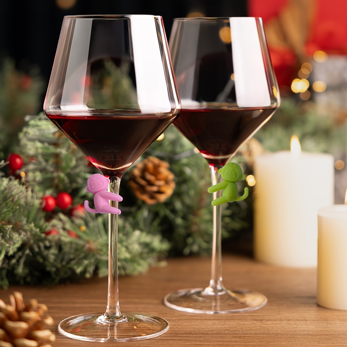 (12er Set) Silikon Glas Markierer Wiederverwendbare Trinkglas Markierung - Affe