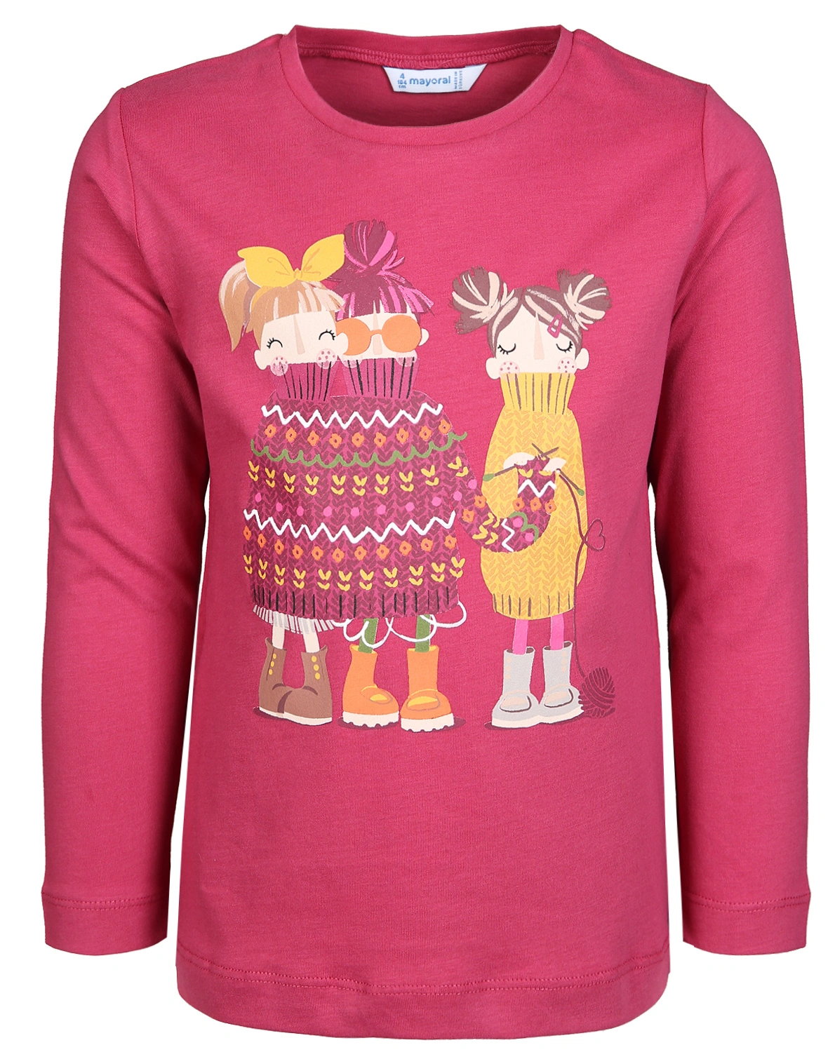 Langarm-Shirt KNITTING GIRLS in himbeere