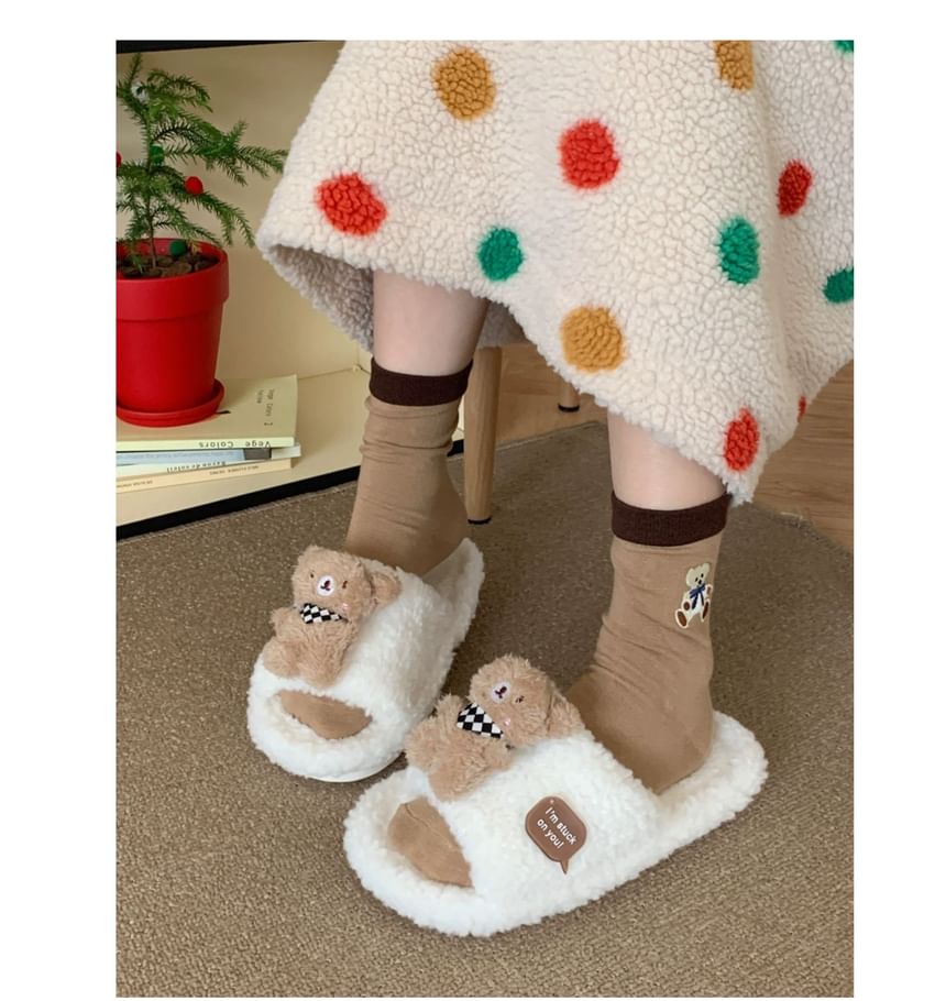 ZORI - Fleece pantoffels met beeraccent