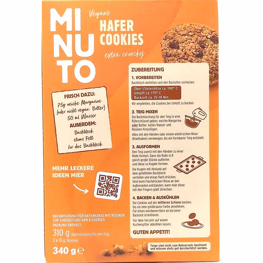 Minuto Hafer Cookies extra crunchy 340g MHD:30.11.24