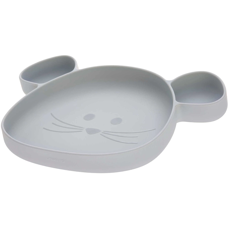 Lässig Silikon Geschirrset mit Lätzchen Little Chums 3er Set grau