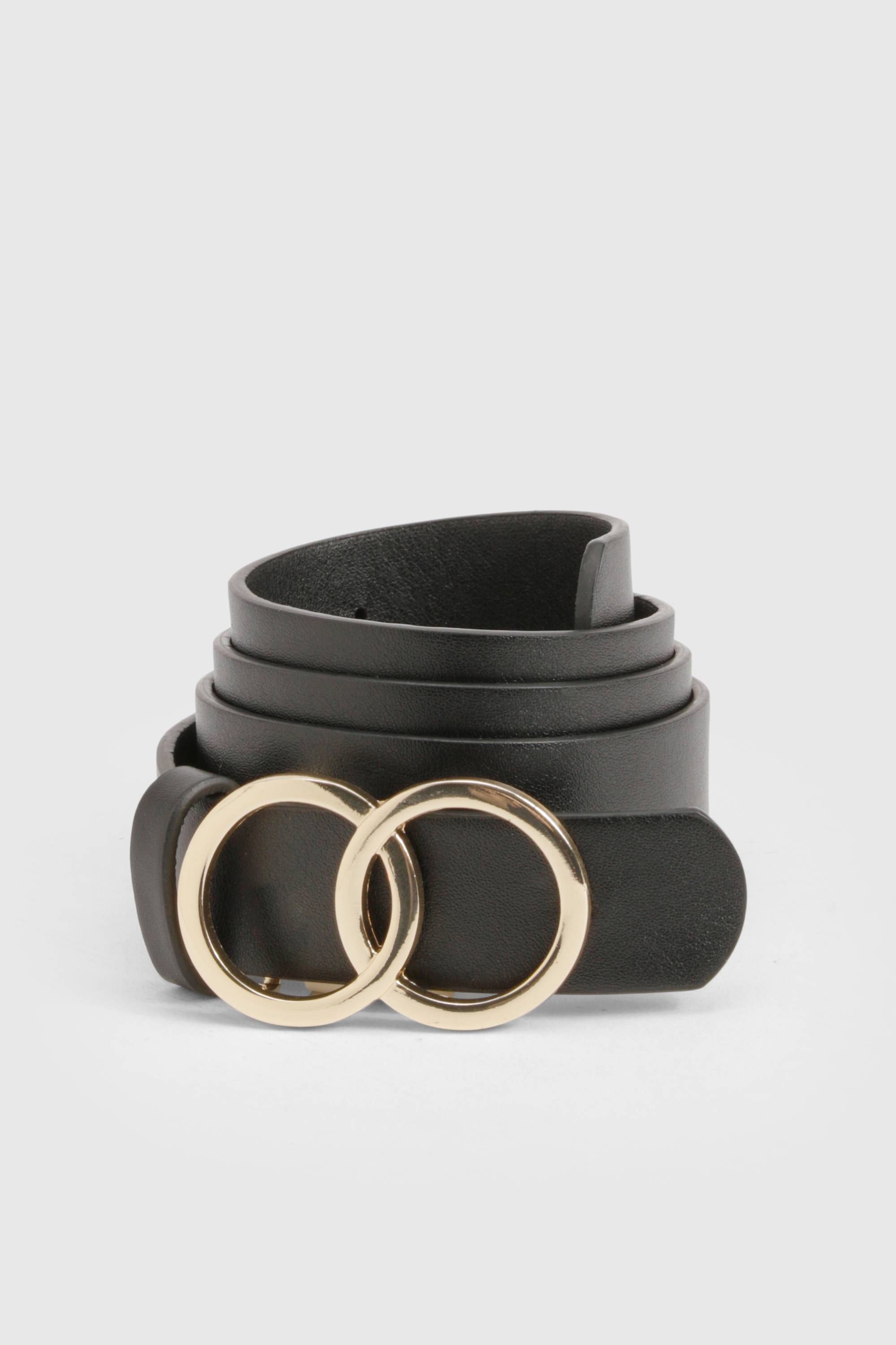 boohoo Ceinture boyfriend à double détail d'anneaux dorés