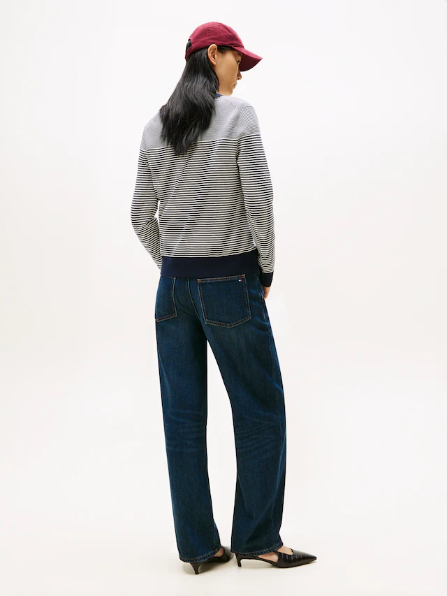 Tommy Hilfiger V-Ausschnitt-Pullover »CO JERSEY STITCH V-NK SWEATER mit V-Ausschnitt und Ripp«, Baumwollmischung