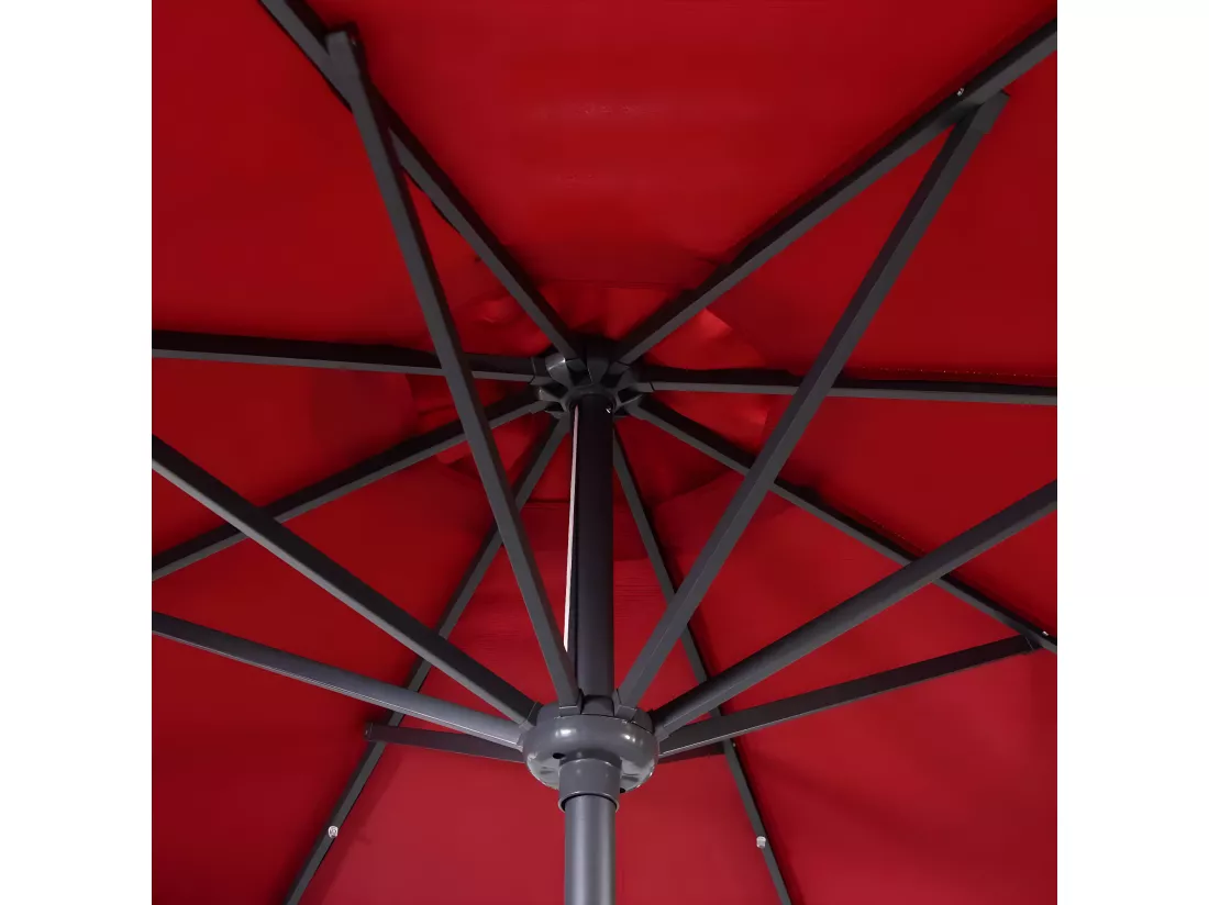 Parasol de jardin inclinable 3m avec éclairage 24 led lampe solaire parasol déporté