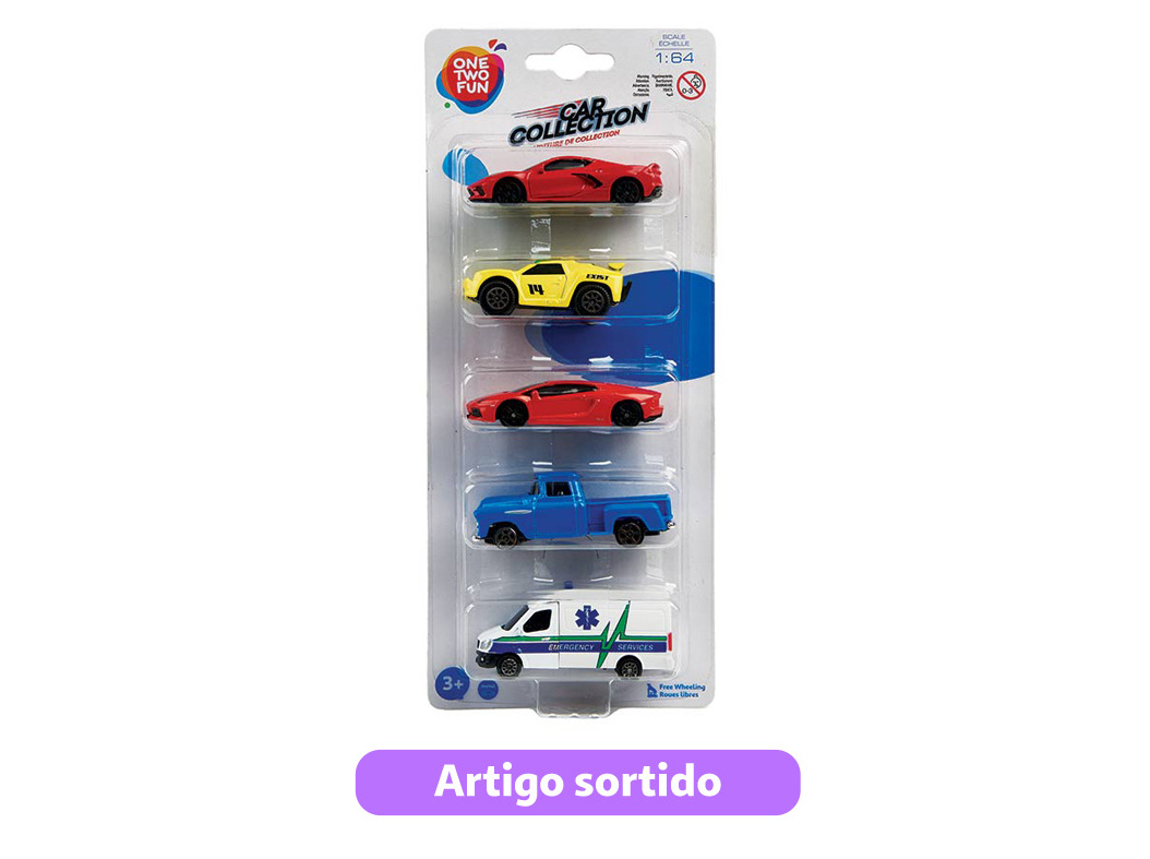 VEÍCULOS MINIATURA ONE TWO FUN CONJUNTO DE 5 UNIDADES MODELOS SORTIDOS