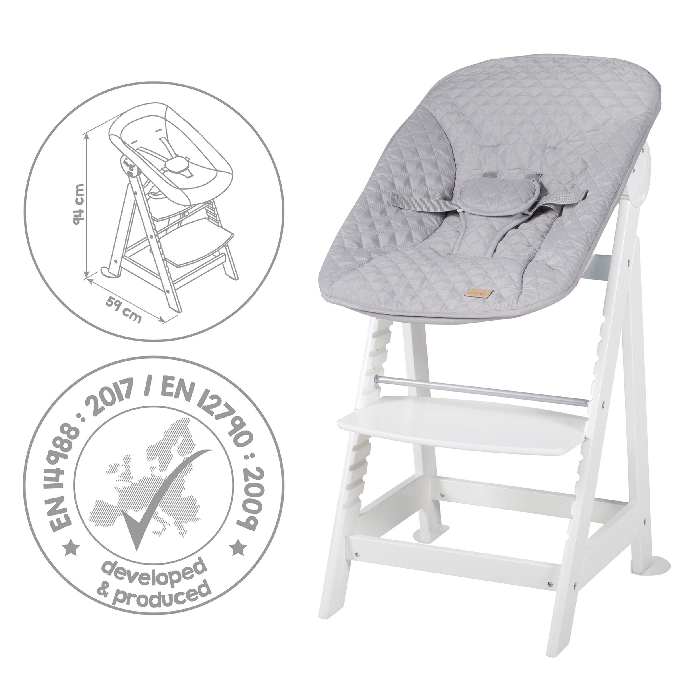 roba Treppenhochstuhl, Set 2in1 roba Style grau Born Up