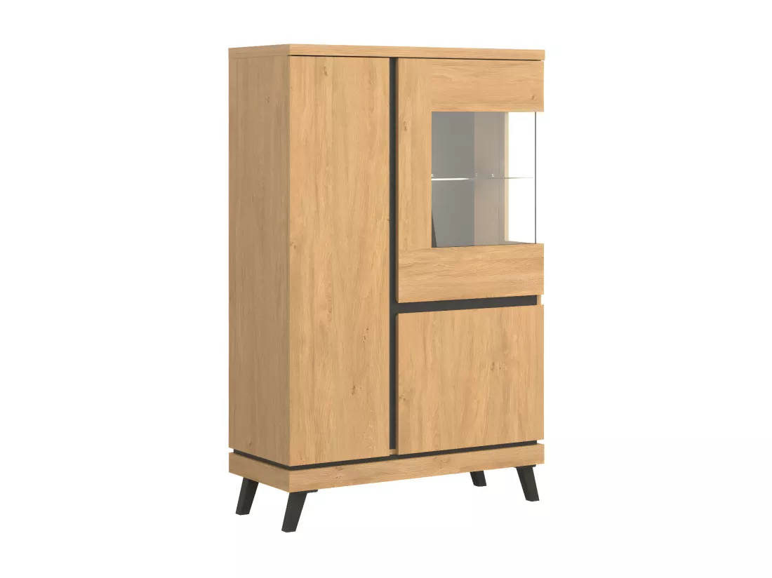 Argentier 3 portes Chêne naturel à LED - POZNAN