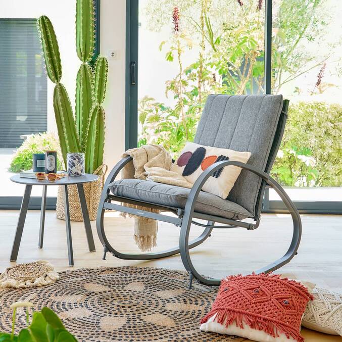 Table d'appoint de jardin rond SAONA Graphite