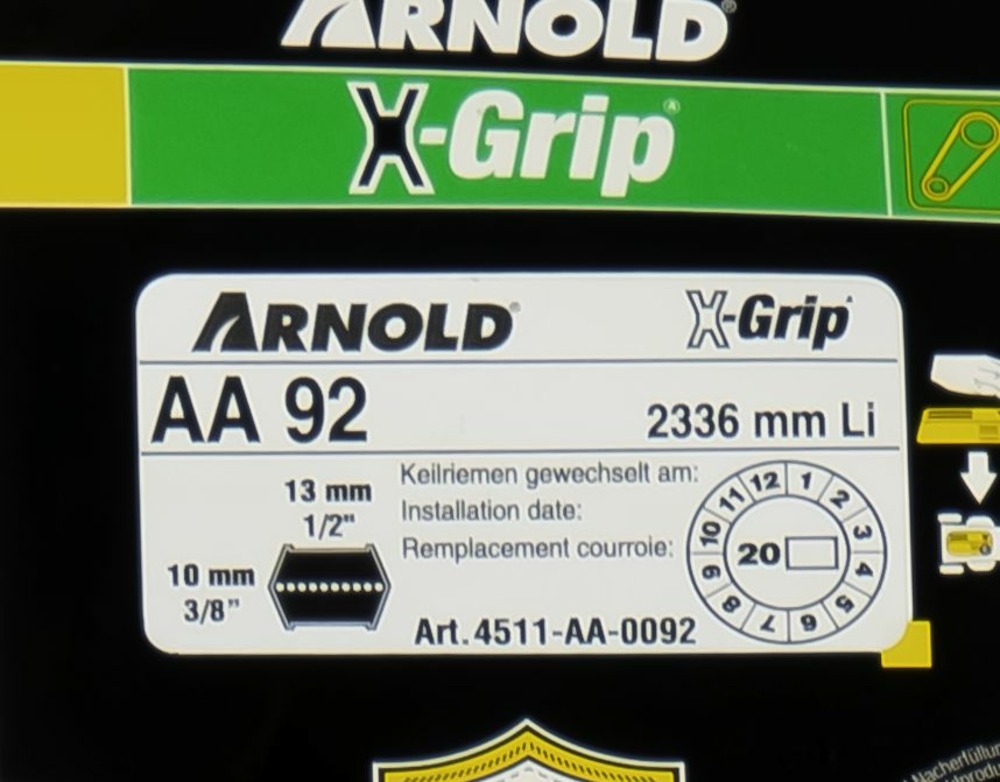 Courroie hexagonale x-grip de type aa 92