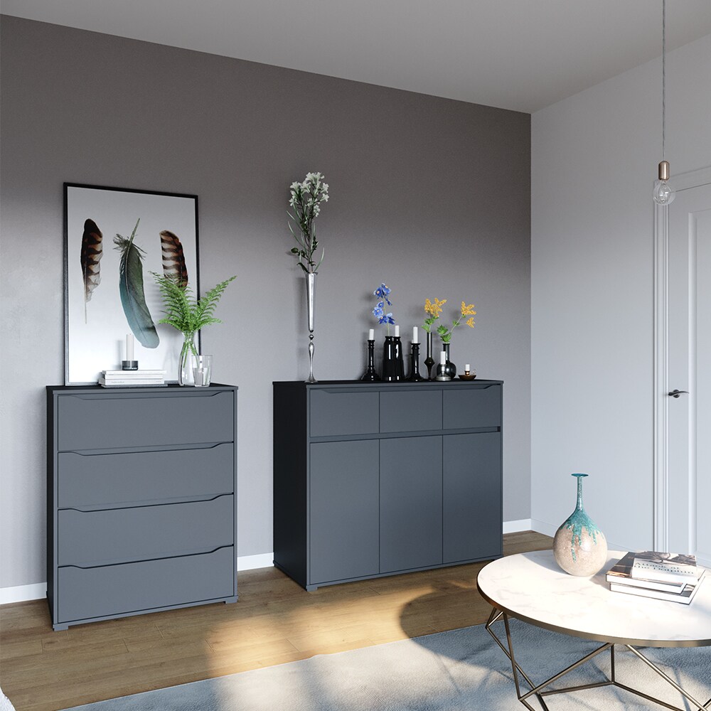 Vicco Kommode Highboard Mehrzweckschrank Ruben Anthrazit Schublade 80 cm Ablage