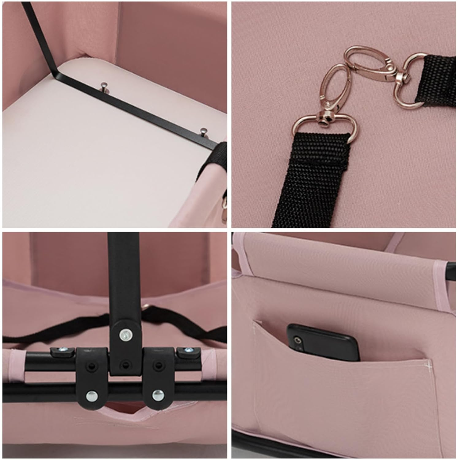 (53x46cm) Haustier Reise Trolley Transport Wagen mit Rollen für Hunde / Katzen - Rosa