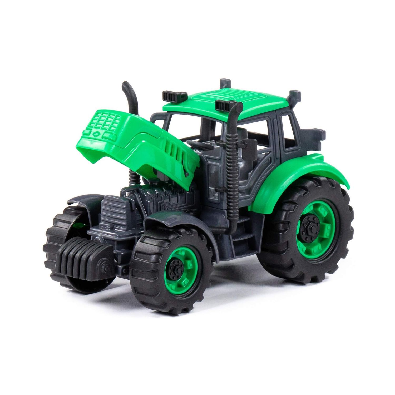 Polesie Spielzeug Traktor 91222 Schwungantrieb Motorhaube aufklappbar ab 3 Jahre grün