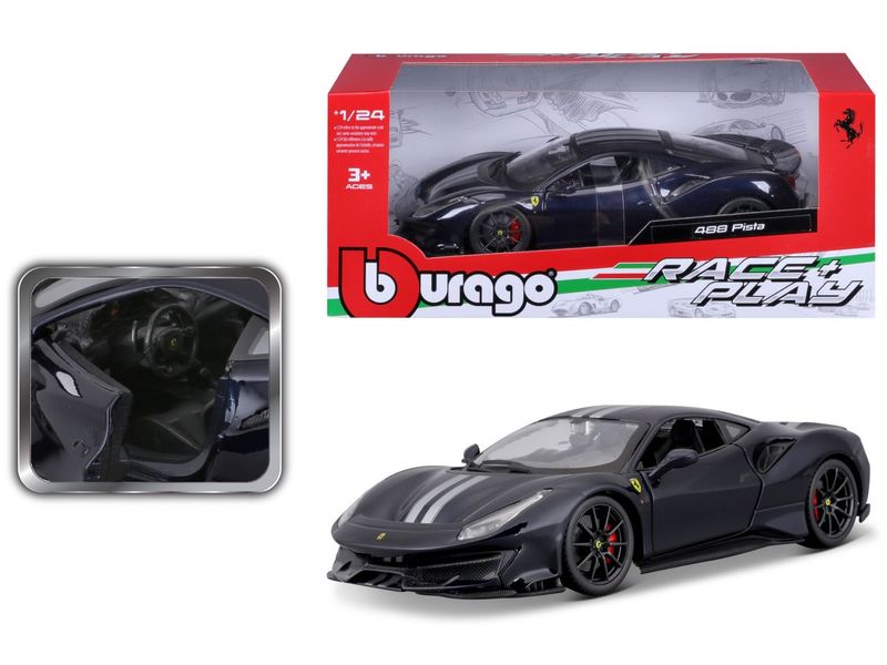 BBurago Ferrari R&P 488 Pista Schwarz 1:24 Sammlermodell im Massstab 1:24