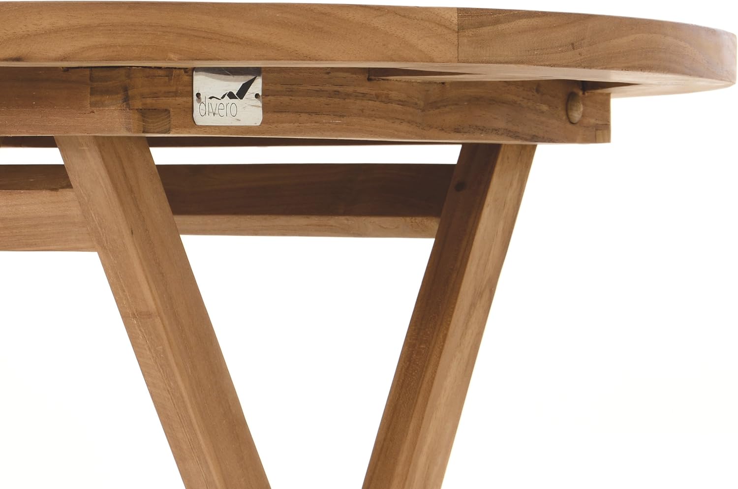 Divero runder Gartentisch ALASSIO aus Teak Holz - klappbar – Farbe: Natur-Braun SY7722953