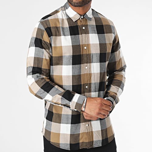 Chemise Manches Longues Buffalo Twill Beige Marron