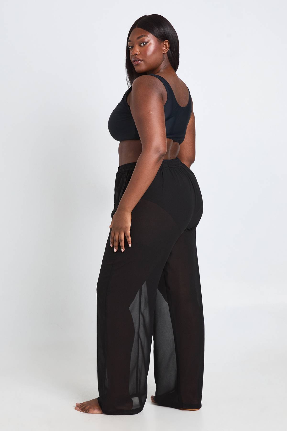 boohoo Pantalon De Plage En Mousseline Grande Taille