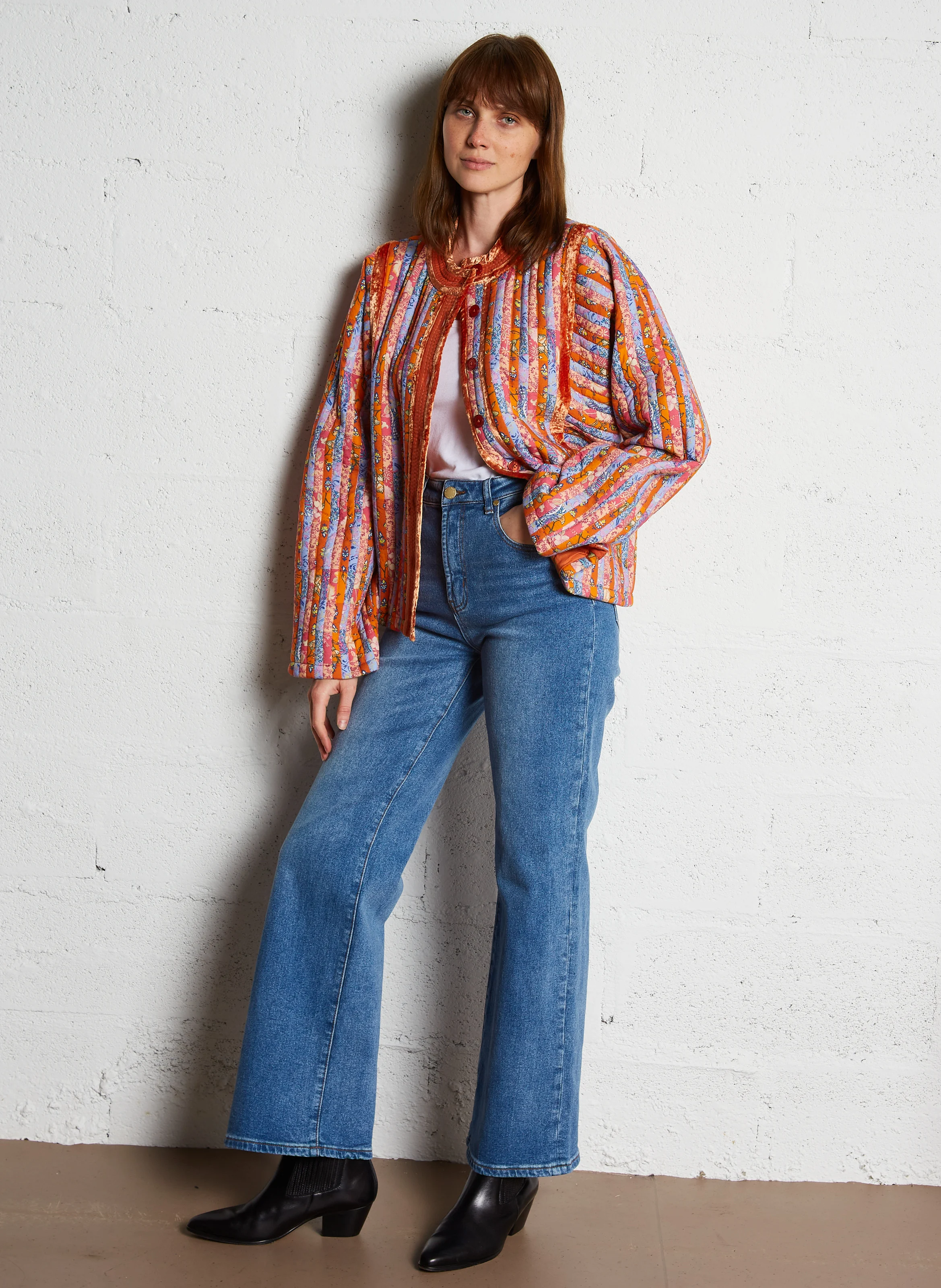 YOGI - Veste col rond imprimée en coton | Multicolore