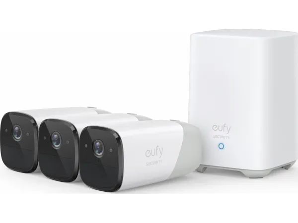 Eufy eufyCam 2 Pro - Netværksovervågningskamera - udendørs, indendørs - vejrbestandig - farve (Dag/nat) - audio - trådløs - WiFi - med Eufy HomeBase 2 (pakke med 3)