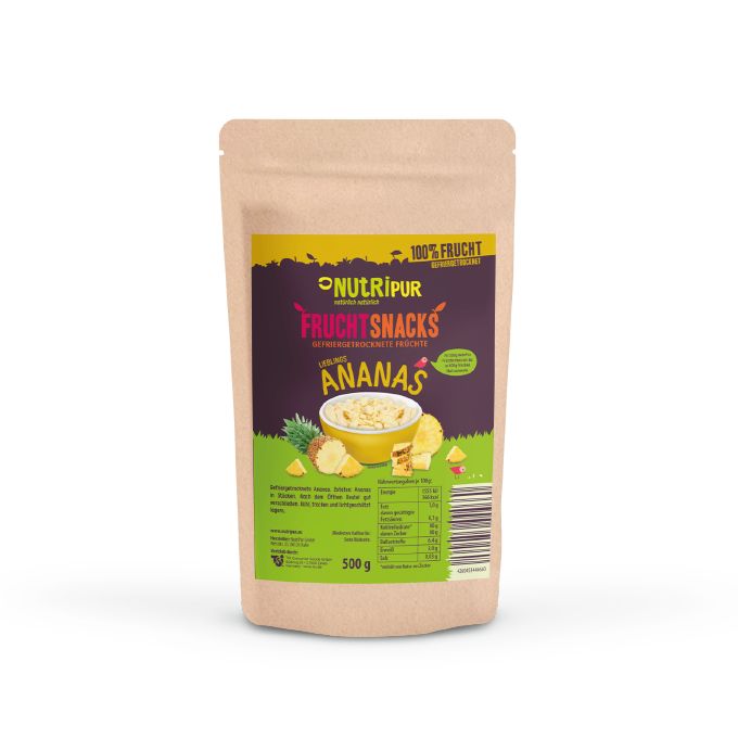 NutriPur gefriergetrocknete Früchte, Ananas Bits in großen Stücken