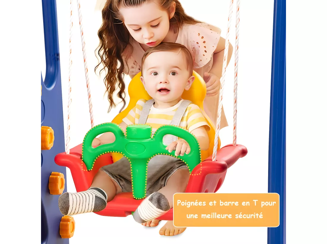 Toboggan pour Enfants Aire de Jeux 3 en 1 avec Balançoire,Portique