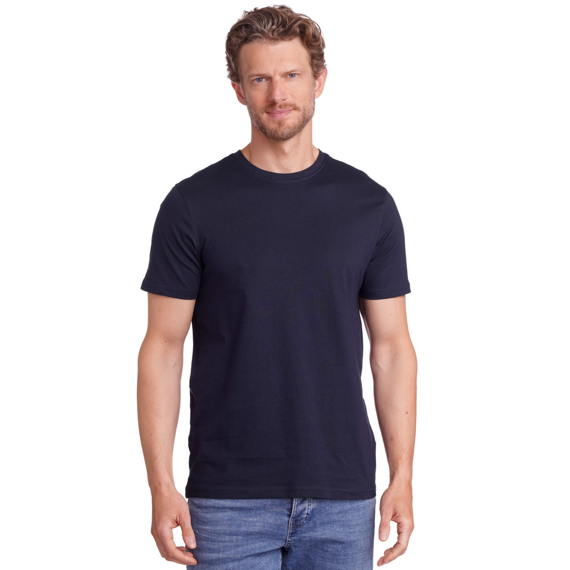 Famy 3 Herren T-Shirts im Basic-Look dunkelblau / hellgrau / weiss