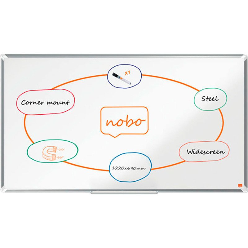 Tableau blanc laqué Premium+ 16/9e Nobo