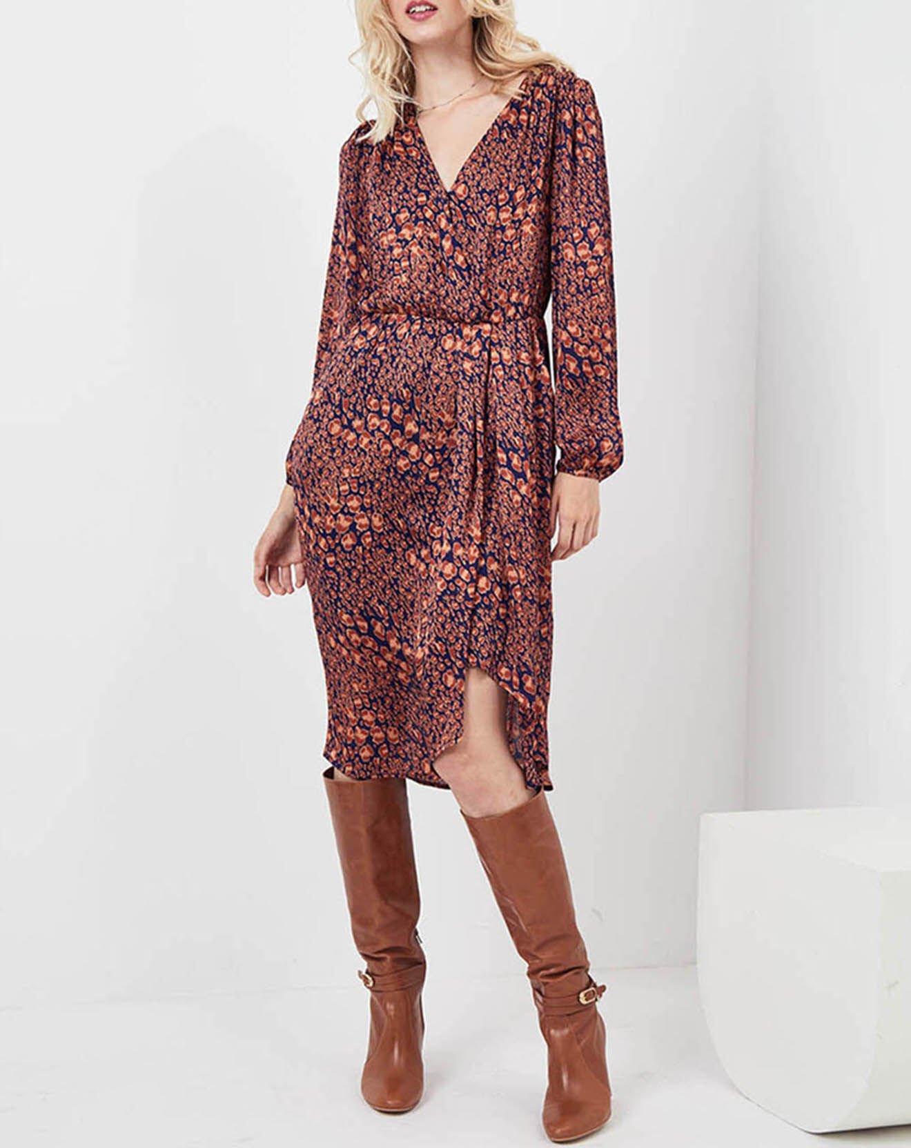 See u Soon Robe Rose imprimée brique/bleu marine