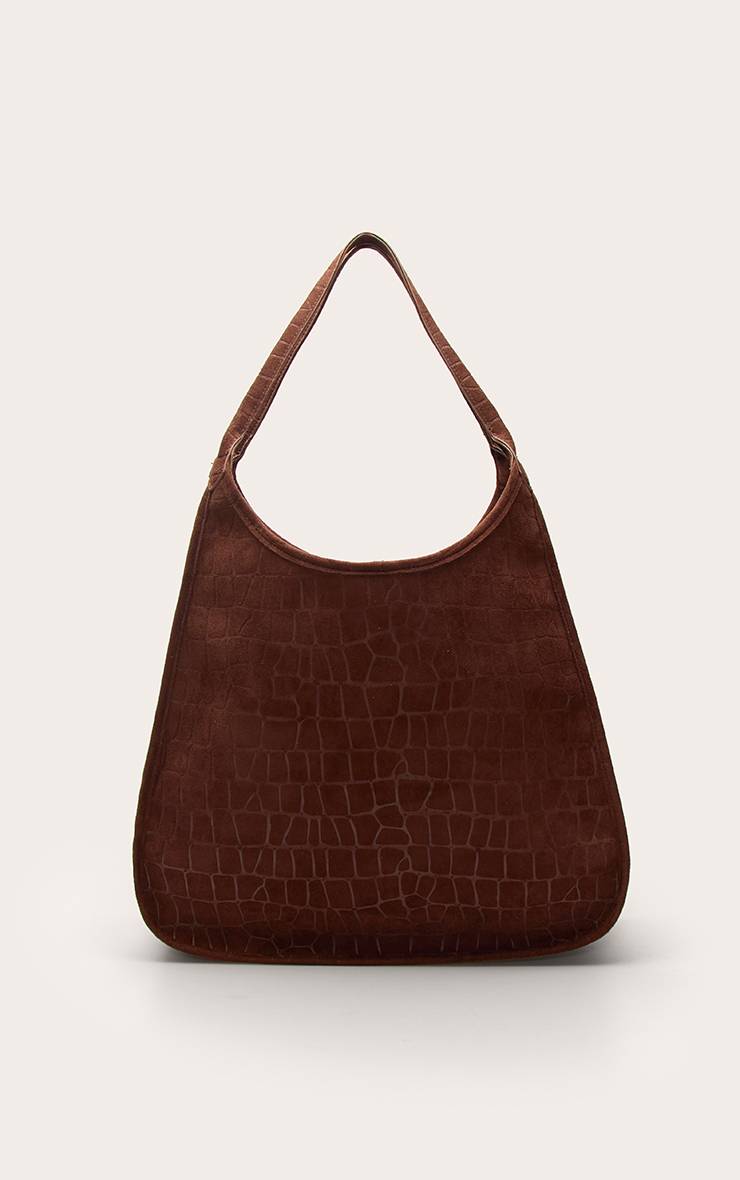 Chocolat Sac Cabas Surdimensionné En Daim Effet Croco