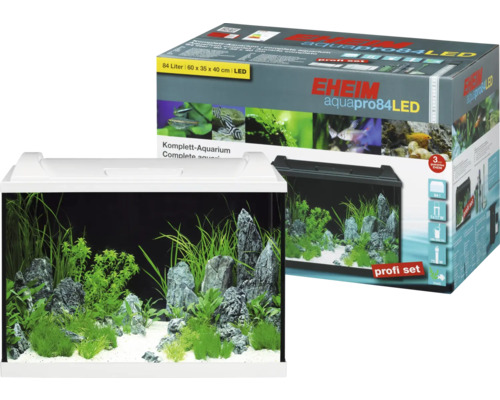 EHEIM aquaproLED 84 aquariumset met LED-verlichting, filter, verwarming, thermometer en net (zonder kast), wit, ca. 84 L, 60 x 40 x 35 cm