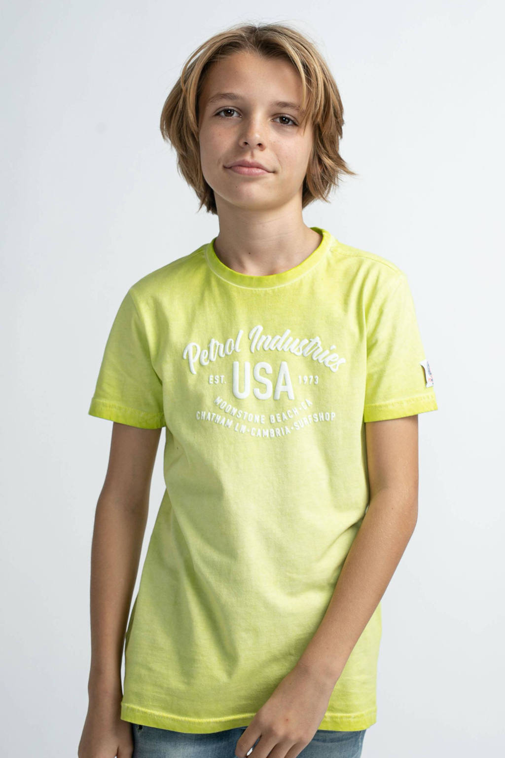 Petrol Industries T-shirt met printopdruk limegroen