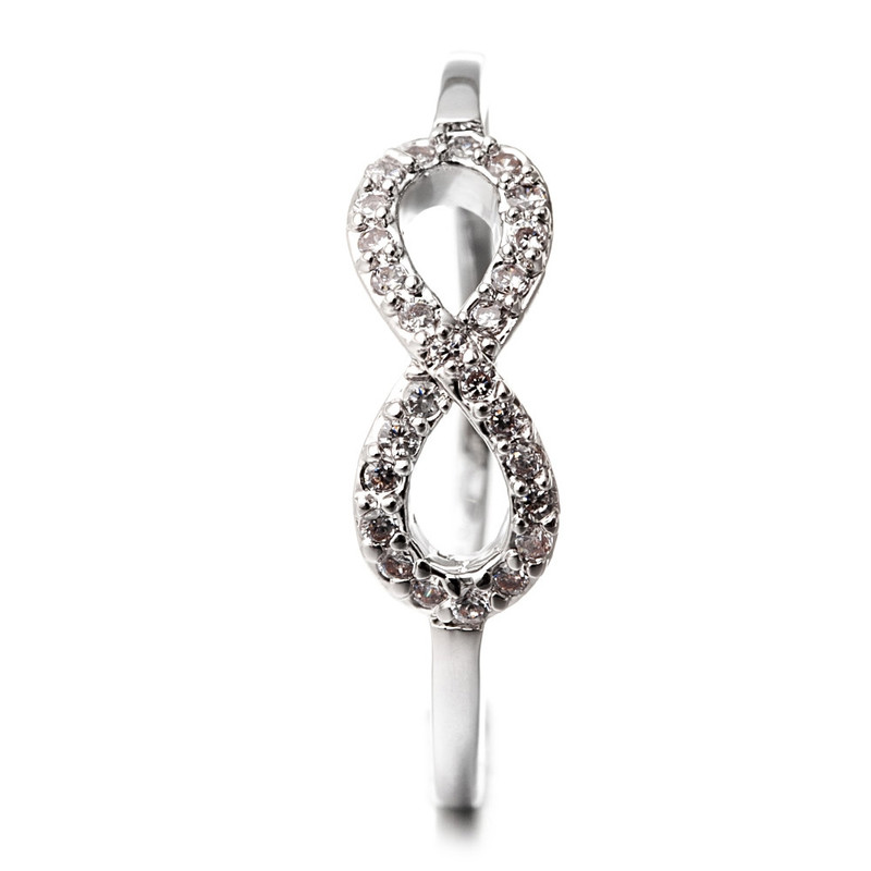 Bague Infini Plaqué Rhodium et Cubic Zirconia Blanc