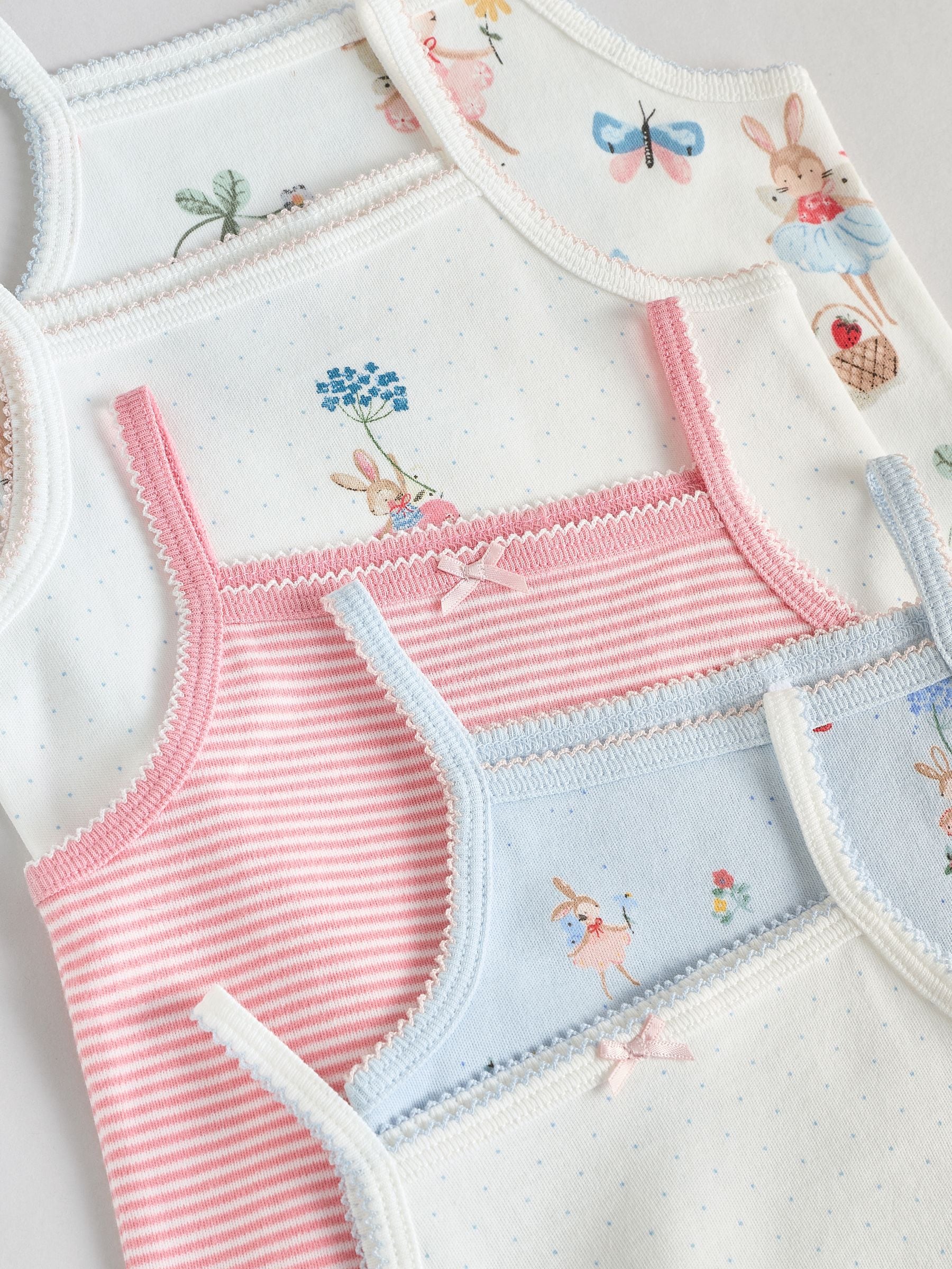 Cream aardbei bunny - Set van 5 katoenen hemdrompertjes voor baby's