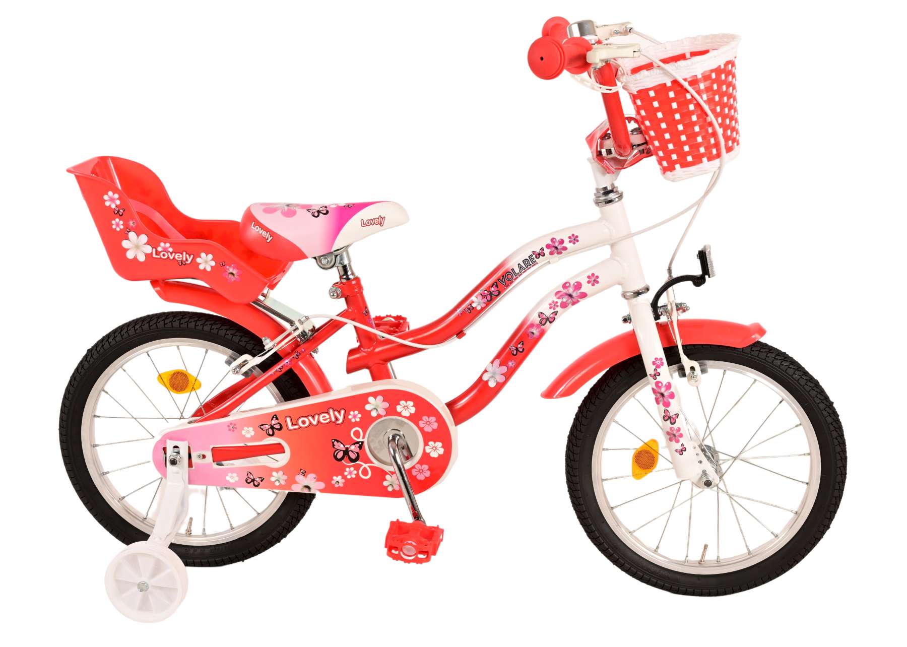 Kinderfahrrad Lovely Fahrrad für Mädchen 16 Zoll Kinderrad in Rot Weiß