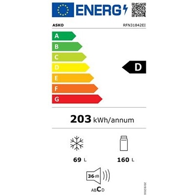 Réfrigérateur congélateur en bas Asko RFN31842EI - Encastrable 177 cm