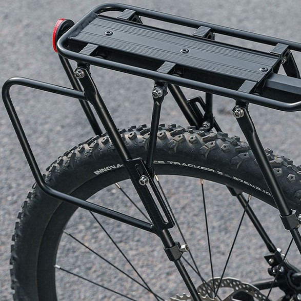 Fahrrad Aluminium Gepäckträger Velo Hinterrad Transportträger inkl. Reflektor (bis 100kg) - Schwarz