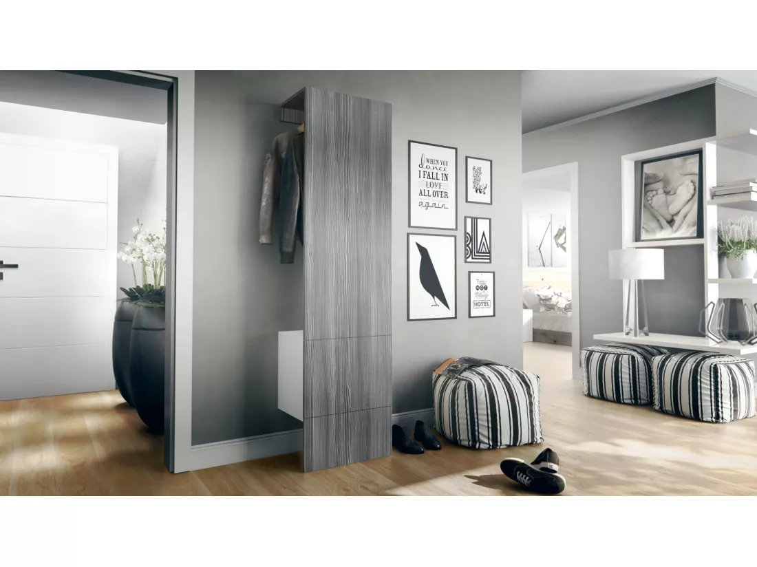 Porte Manteaux Blanc Mat Et Avola-anthracite (LxHxP) : 52 x 193 x 35 cm