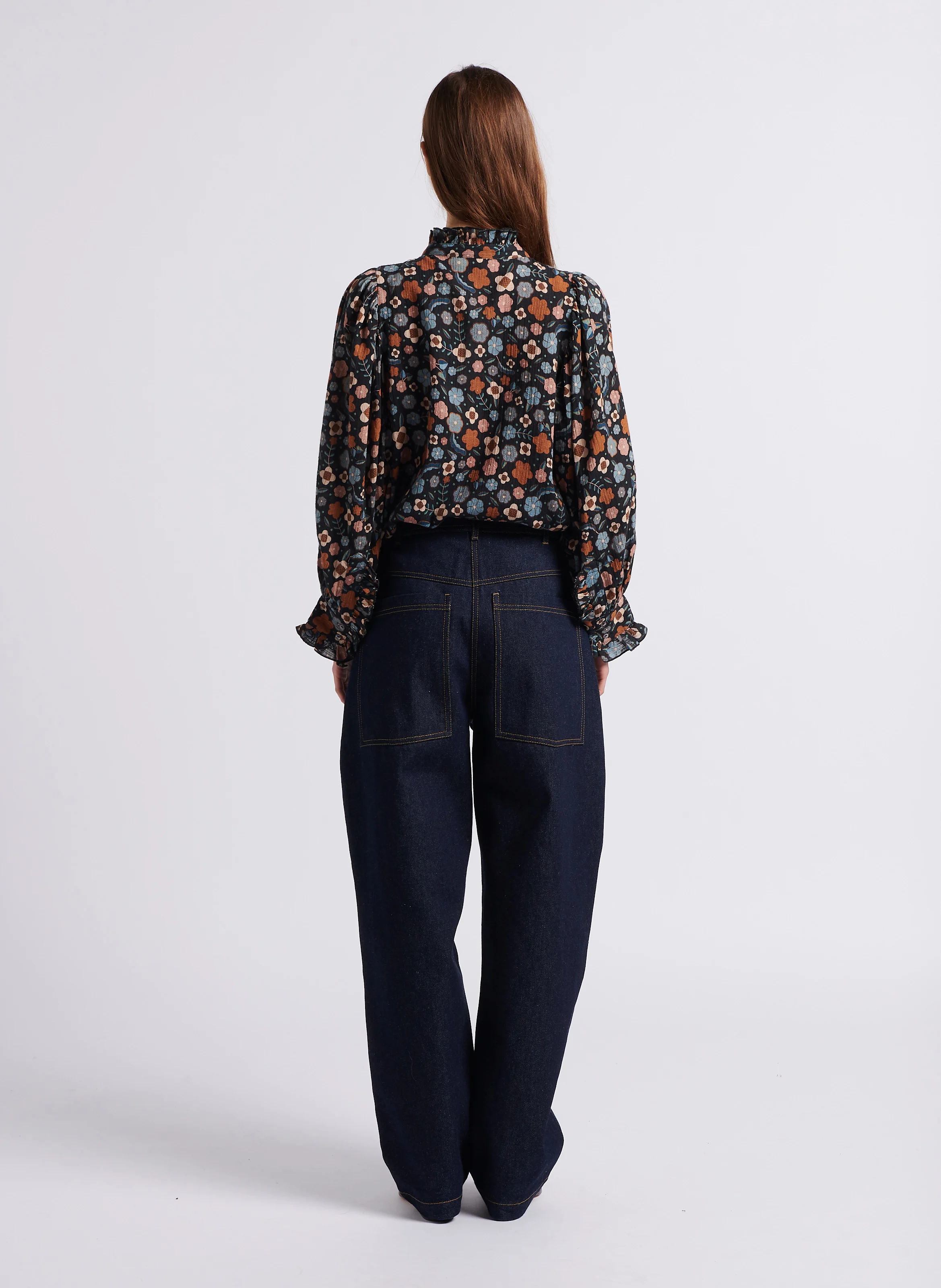 LEO - Chemise droite col montant en coton | Multicolore