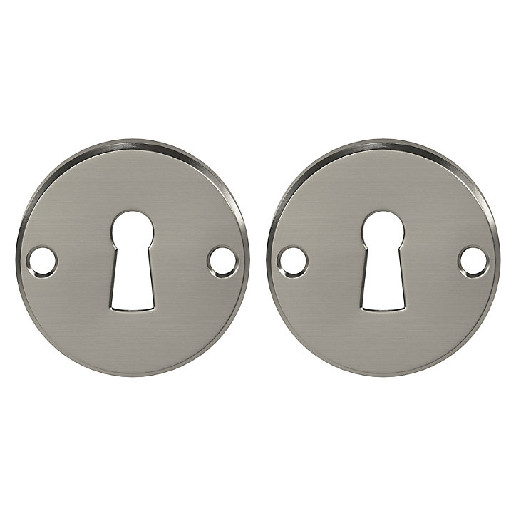 Rosace de fonction rond à visser à serrure GoodHome brillant argent Ø48mm