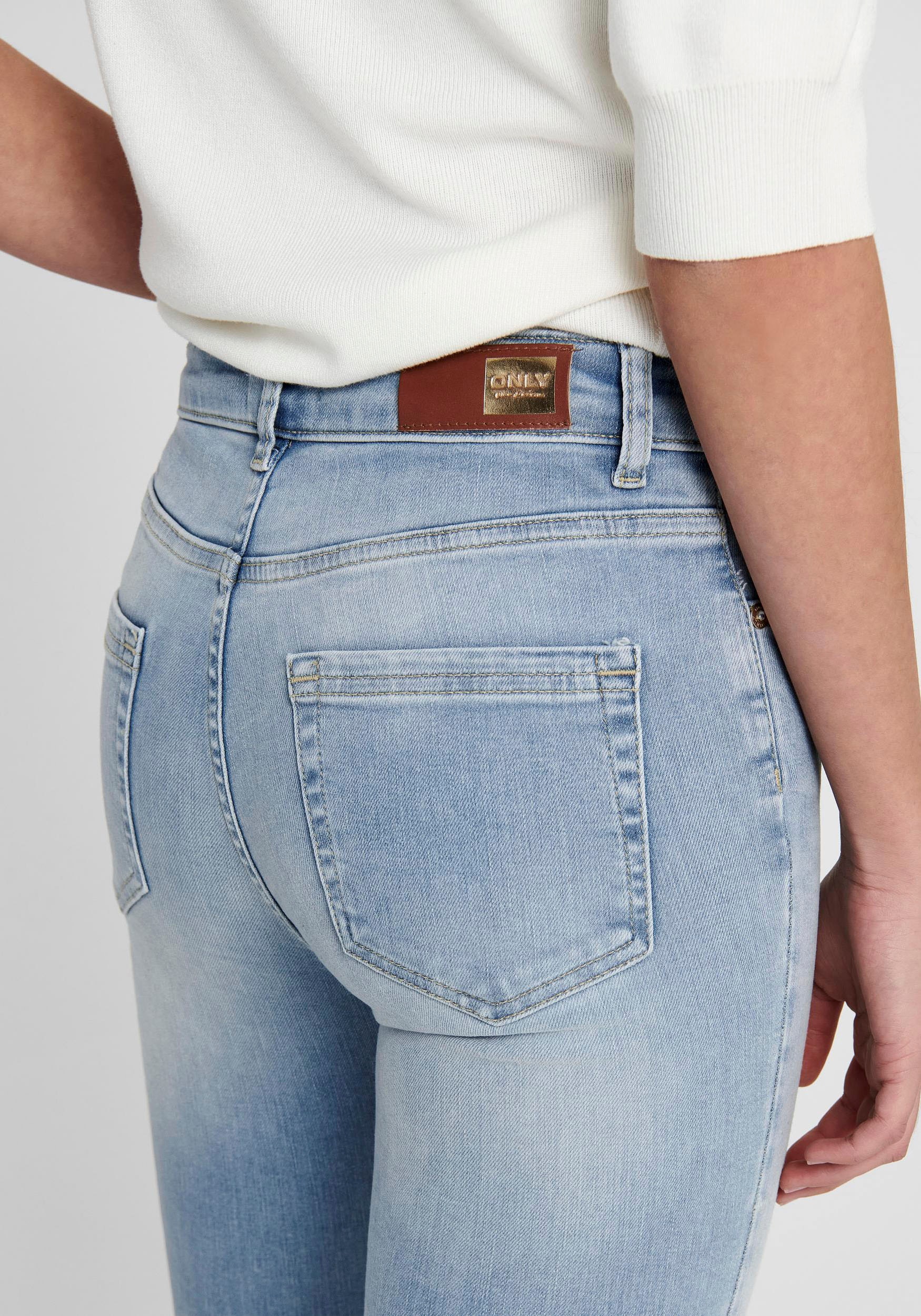 ONLY Ankle-Jeans »ONLBLUSH MID SK ANK RAW«, mit leicht ausgefranstem Beinabschluss