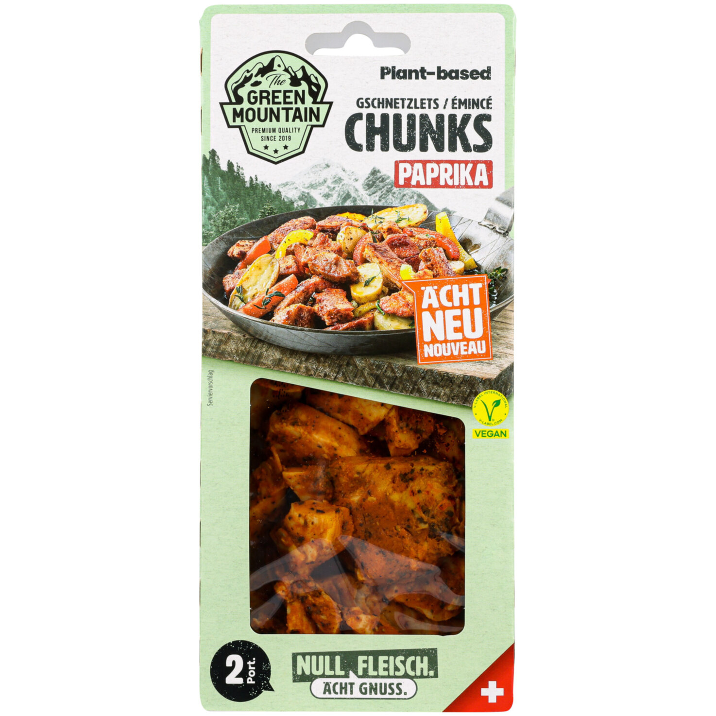 The Green Mountain plant-based vegane Alternative zu Poulet Chunks Paprika -