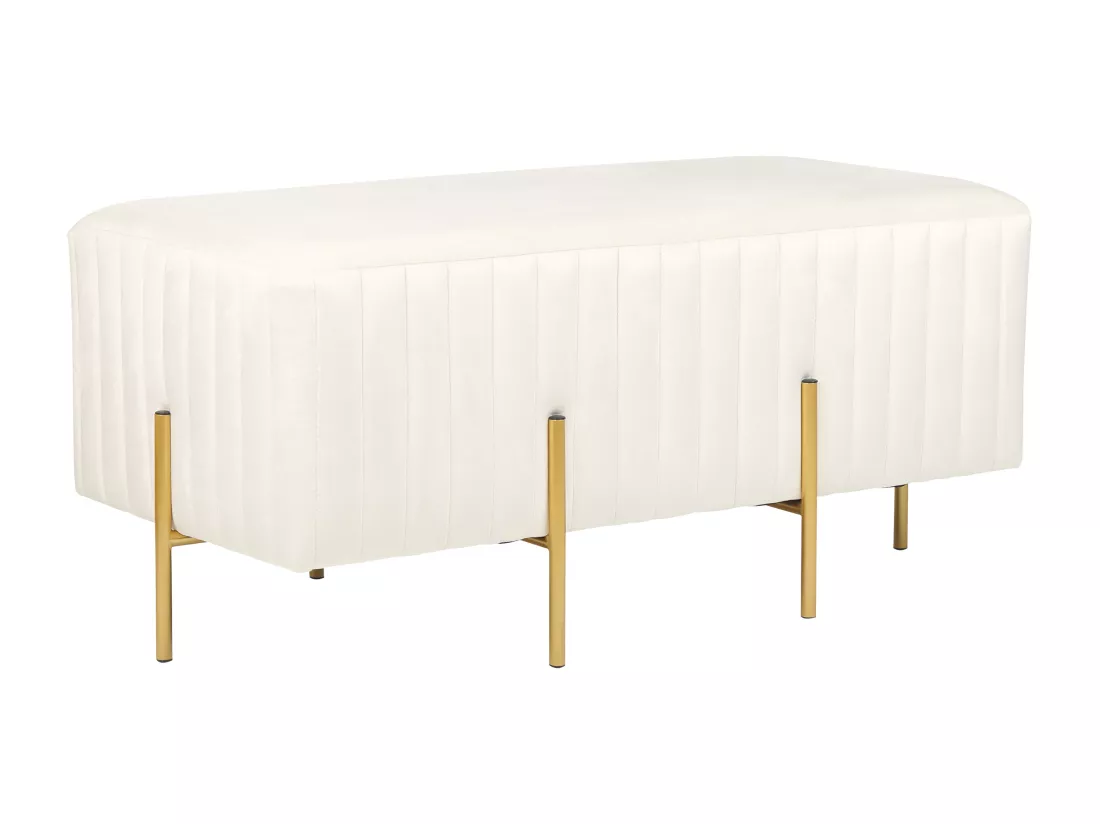 Bout de lit en velours blanc crème DAYTON