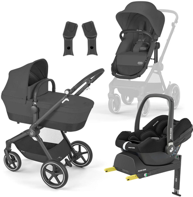 Cybex EOS Lux Duovogn inkl. Maxi-Cosi CabrioFix & Base, Black/Moon Black