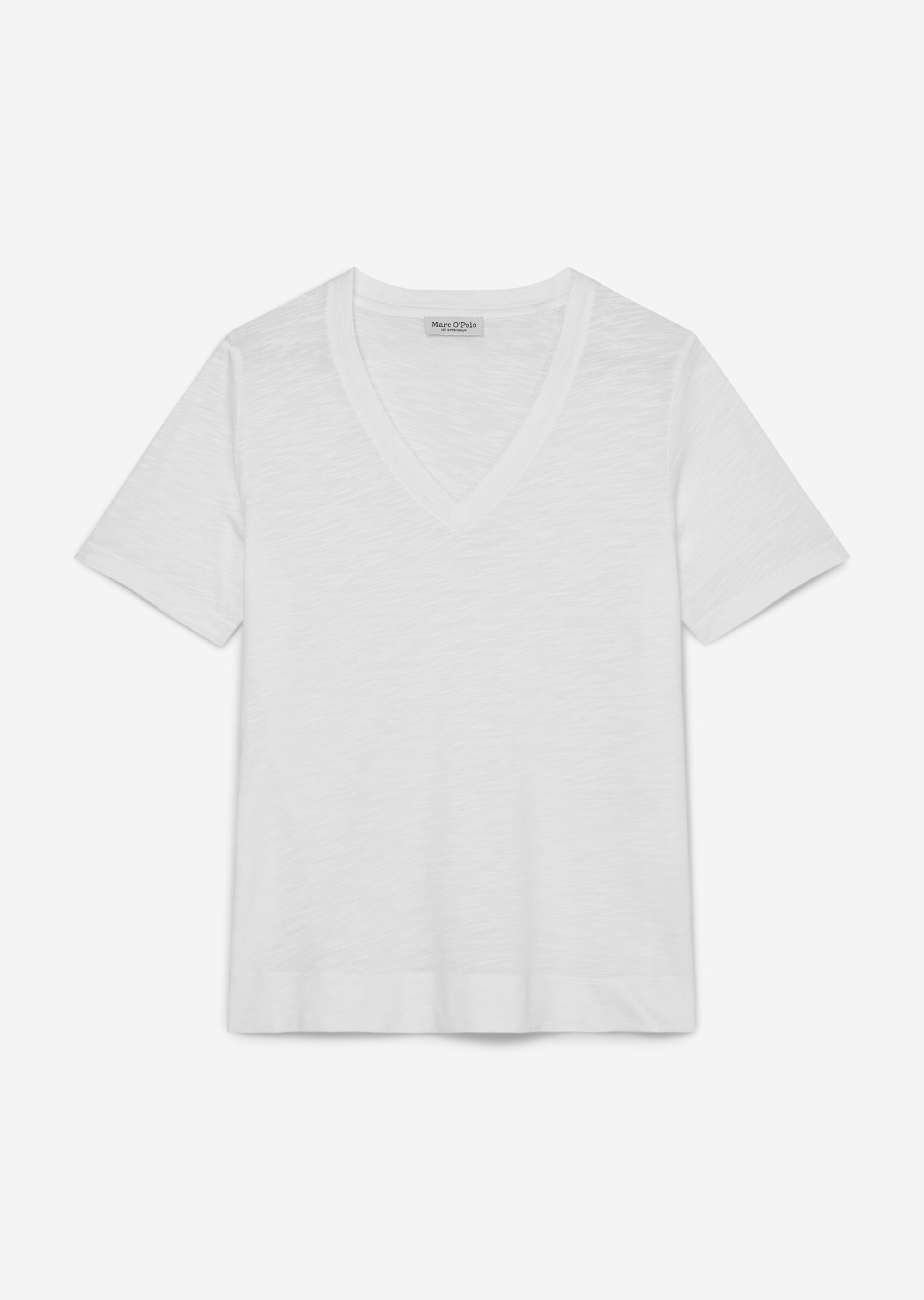 Slub-Jersey-V-Neck-T-Shirt aus Baumwolle-Viskose-Mix